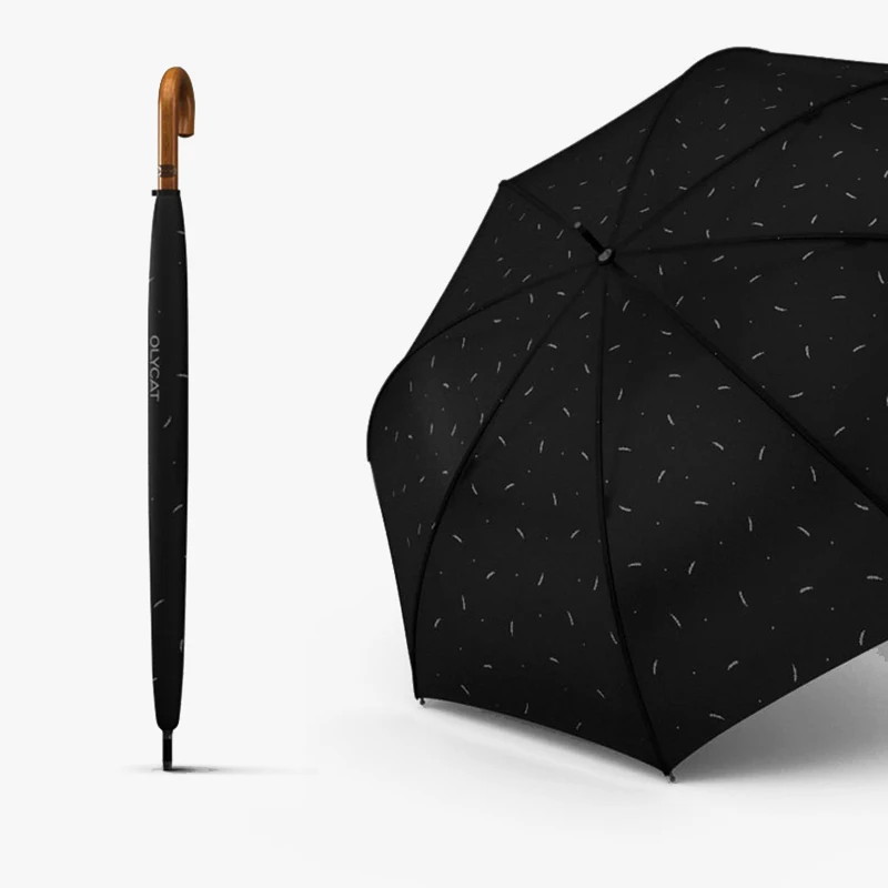 black with pattern Olycat большой длинный зонт японский стиль утолщенные деревянные ручки 8K ветрозащитные дождевые зонты для мужчин и женщин 120 см большой зонтик с защитой от ультрафиолета - Цвет: black with pattern