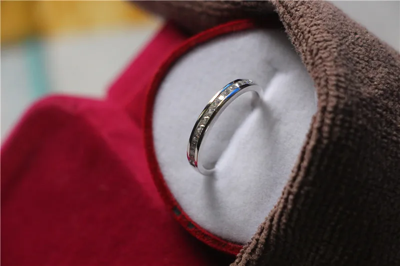 Необычные 0.23Ct принцесса огранка бриллиантовое кольцо Настоящее 925 пробы Серебряное обручальное кольцо для женщин