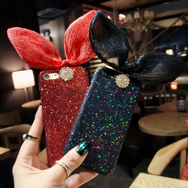 HOCAYU Модный 3d чехол для телефона с заячьими ушками Iphone 6 6s 6plus 7 7plus 8 plus блестящий