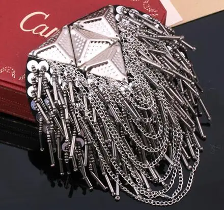 Блейзер Epaulet унисекс аксессуары/высокая бахромой из металла панк плеча эполет/шипы брошь ручной работы