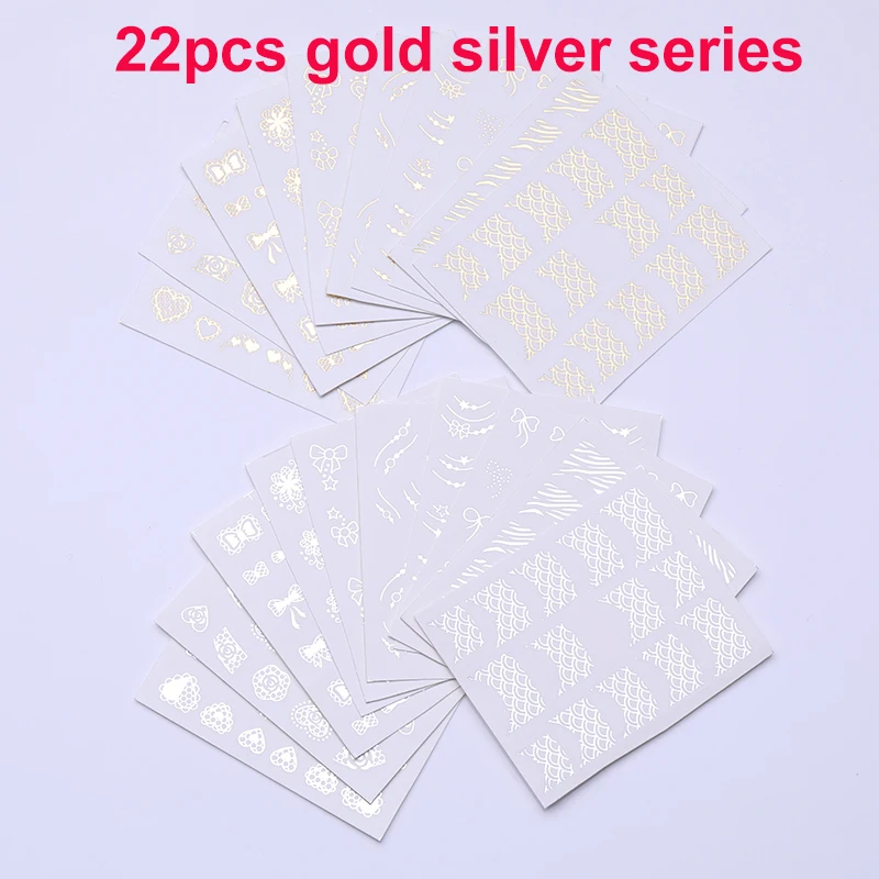 22pcs 55/50/45 шт наклейки для ногтей цветы Nail Art Наклейки переводятся при помощи черный, белый цвет красочные DIY Советы смешанный шаблон для ногтей аксессуары декора - Цвет: 22pcs