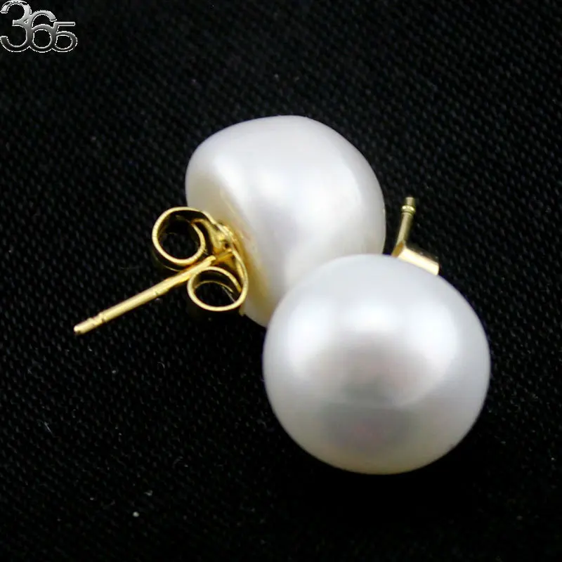Free Shipping AAA Wedding Jewelry Gift Box Packed Gold Filled Studs White Pink Natural Freshwater Pearl Earrings 10 11mm|earrings pearls
