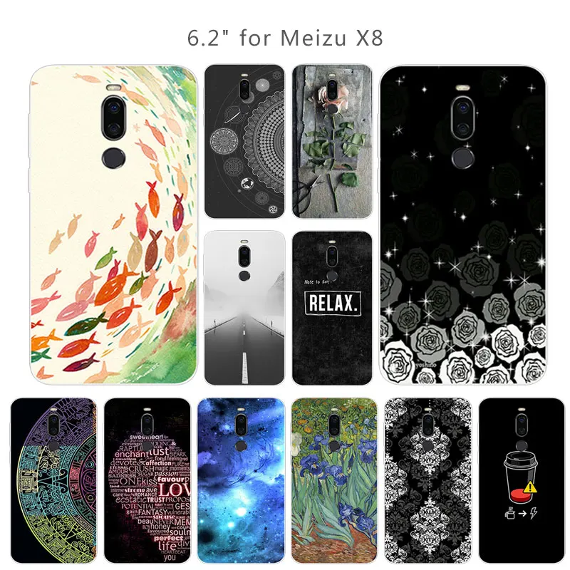 Soft TPU for Meizu X8 Full Protection Phone Cases 6.2 inch X 8 Shell Clear Silicone Ultra Thin Marbles Back Cover |