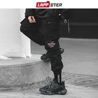 Брюки-карго LAPPSTER мужские с карманами, Японская уличная одежда, джоггеры на молнии в стиле хип-хоп, повседневные Черные спортивные штаны, модные тренировочные, 2XL, 2021