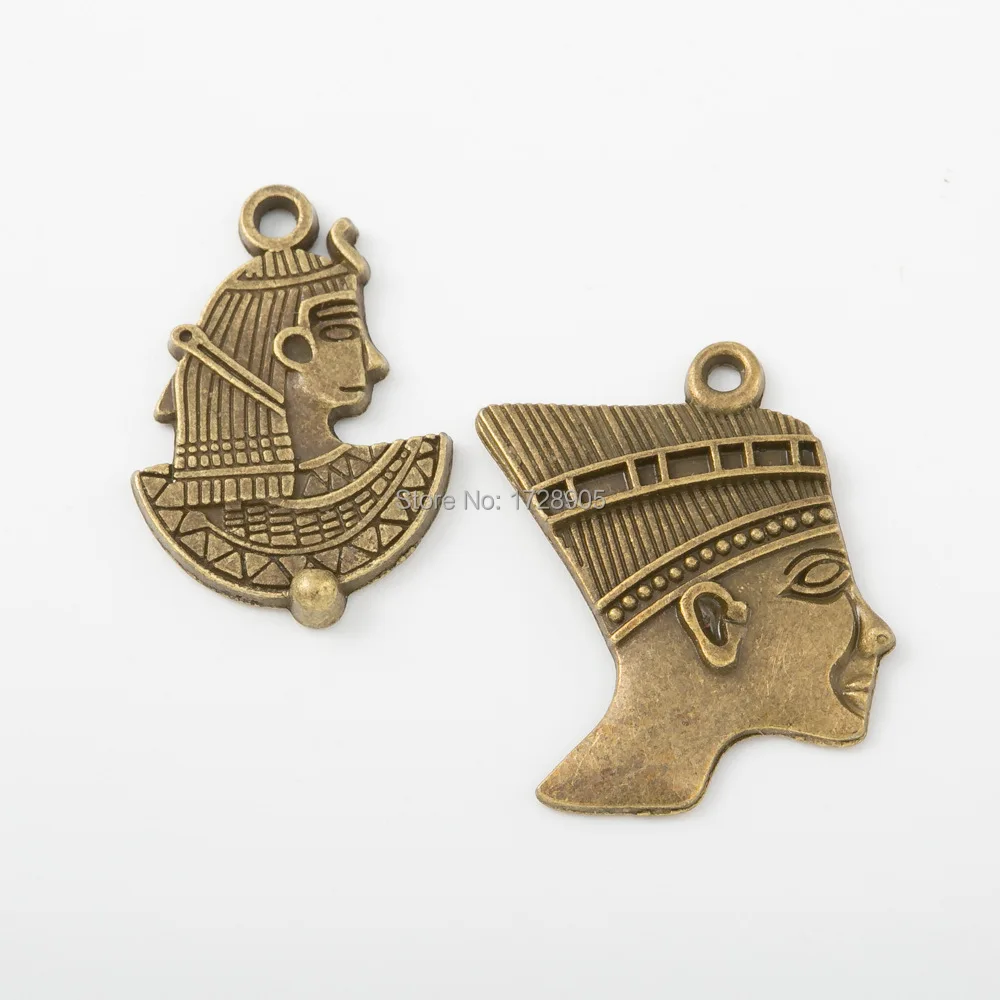 

Charm Egypt Character Figure Portrait Metal Alloy Charms Bronze Pendants Fits European Bracelets Jewelry Making 10 pcs