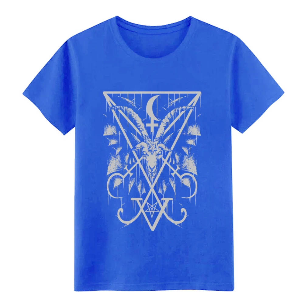 Знак Люцифера и Baphomet Мужская 50/50 футболка с персонажем короткий рукав Funny картинки Солнечный свет смешная Весенняя новая рубашка - Цвет: Royalblue