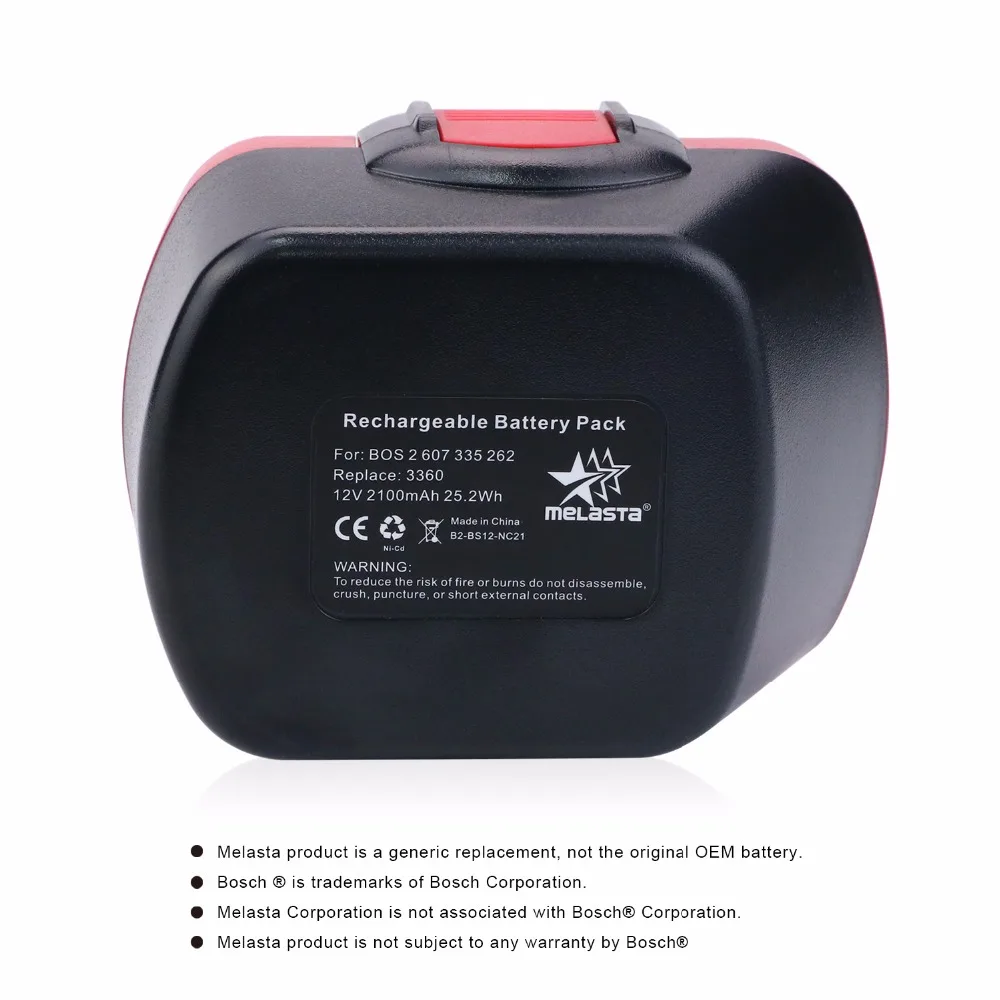 Melasta 12 в 2100 мАч Ni-Cd Перезаряжаемые Батарея для Bosch аккумулятор для электроинструмента Батарея BAT043 BAT045 BAT049 2 607 335 273 BAT120