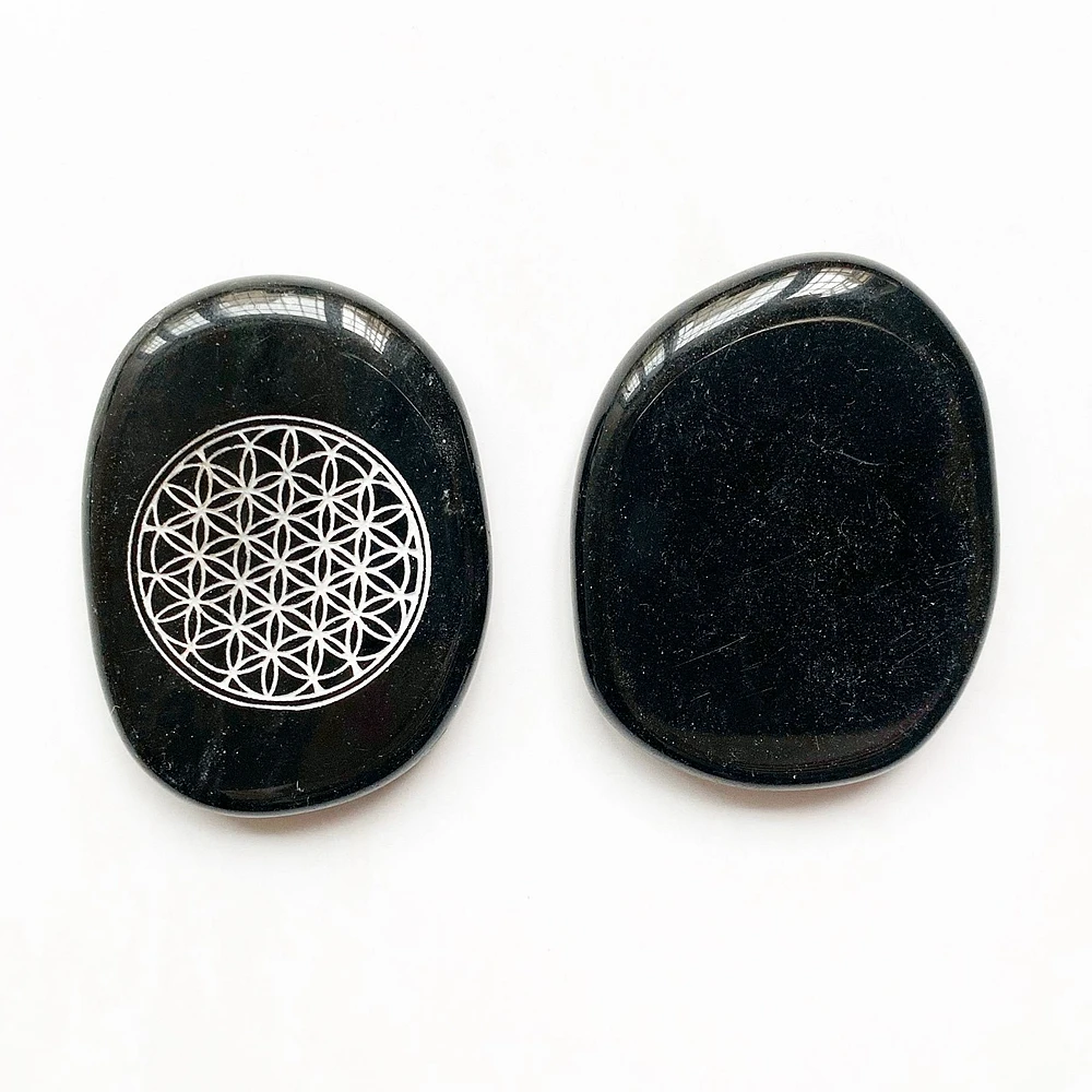 Натуральный Подвеска из черного обсидиана без отверстия Сакральная геометрия