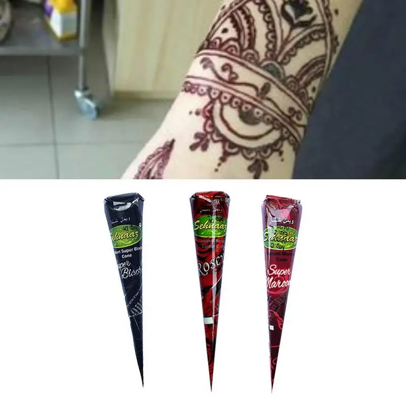 Мода Mehndi хна водостойкая временная татуировка Крем паста Конус поддельные татуировки Макияж инструмент безопасный материал татуировки Временные