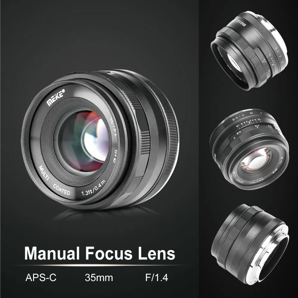 Объектив Meike 35 мм f1.4 с большой диафрагмой и ручной фокусировкой для Sony NEX3/3N/5/5R/5N/NEX6