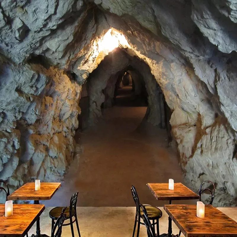 Пользовательские обои 3D стерео оригинальный пещера туннель каменная стена фото