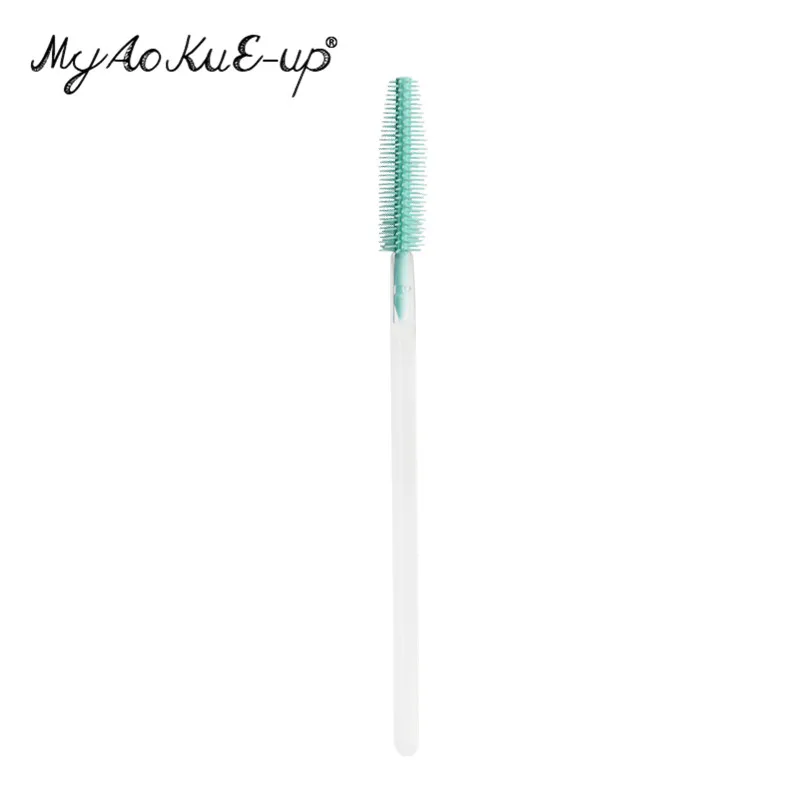 tran mint green 50 шт. кисти для макияжа ресниц для наращивания ресниц тушь аппликатор палочки силиконовая одноразовая кисть для ресниц кисти для макияжа - Handle Color: tran mint green