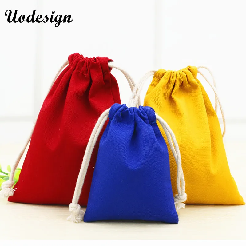 

20pcs/lot 5 Colors Cotton Canvas Pouch Wholesale Custom Logo Printed Small Drawstring Gift Bags Packing Bags Jewellery Pouches