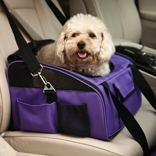 Purple Роскошная сумка для перевозки животных, Автокресло, сумка для кошек, собак, сиденье для щенков, маленькое животное, кошка S L, дорожная сумка для переноски, транспортировка, дорожное сиденье, протектор - Цвет: Purple