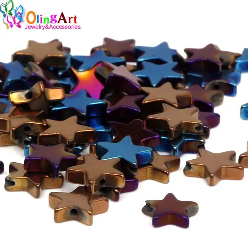 WJX 8MM 60PCS M002 OlingArt 8 мм 60 шт натуральный камень черный гематит бусины металлическое покрытие синий светильник ожерелье со звездами браслет DIY Изготовление ювелирных изделий - Цвет: WJX 8MM 60PCS M002