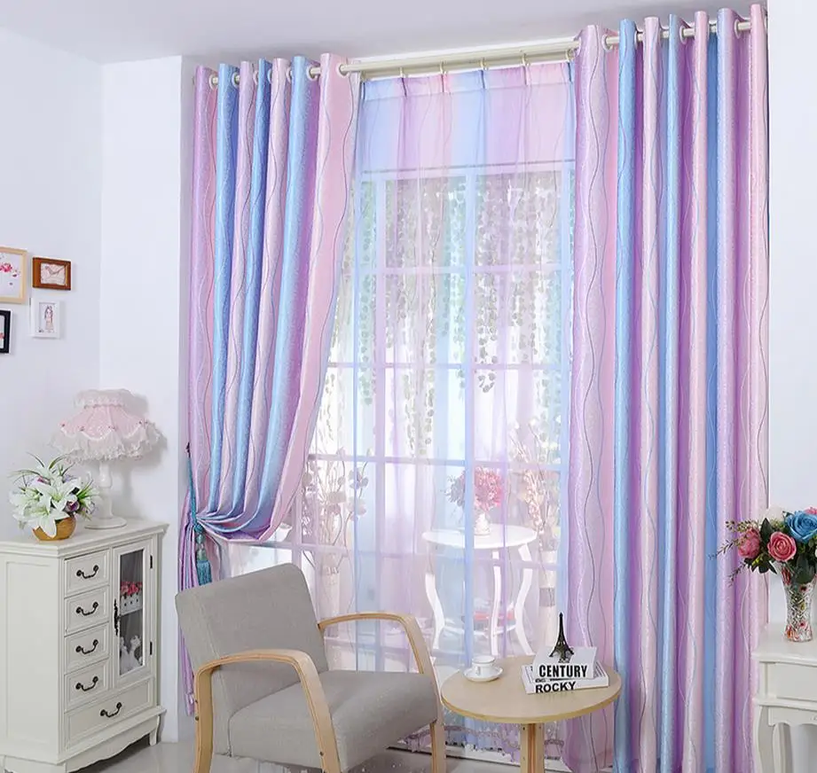 Для гостиной комнаты балкона спальни цвет изогнутые полосы занавес для