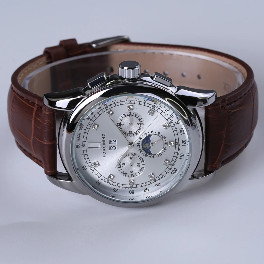 Часы наручные Forsining Мужские механические брендовые Роскошные автоматические с