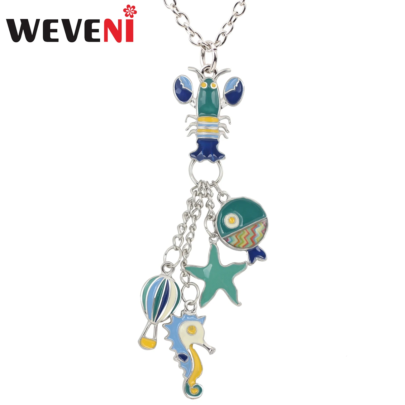 Массивное ожерелье WEVENI из эмалированного сплава звезда лобстер гиппокамп