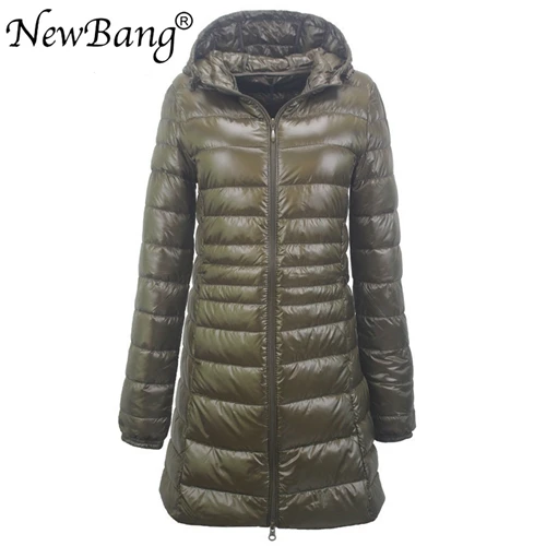 Armygreen NewBang 8XL женское длинное теплое пуховое пальто с портативной сумкой для хранения, женский ультра легкий пуховик, женские пальто, длина до бедра - Цвет: Armygreen
