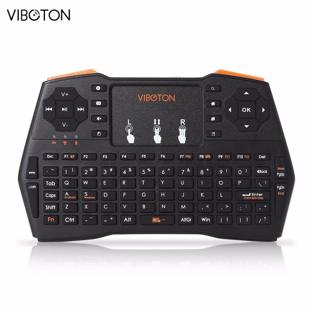 Viboton i8 Плюс 2.4 г Беспроводной Клавиатура Испанский Русский Иврит сенсорная панель