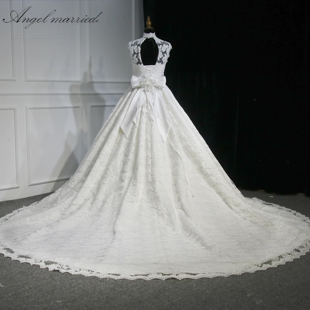 Свадебное платье Angel свадебное с высоким воротом кружевное со шлейфом vestido de noiva