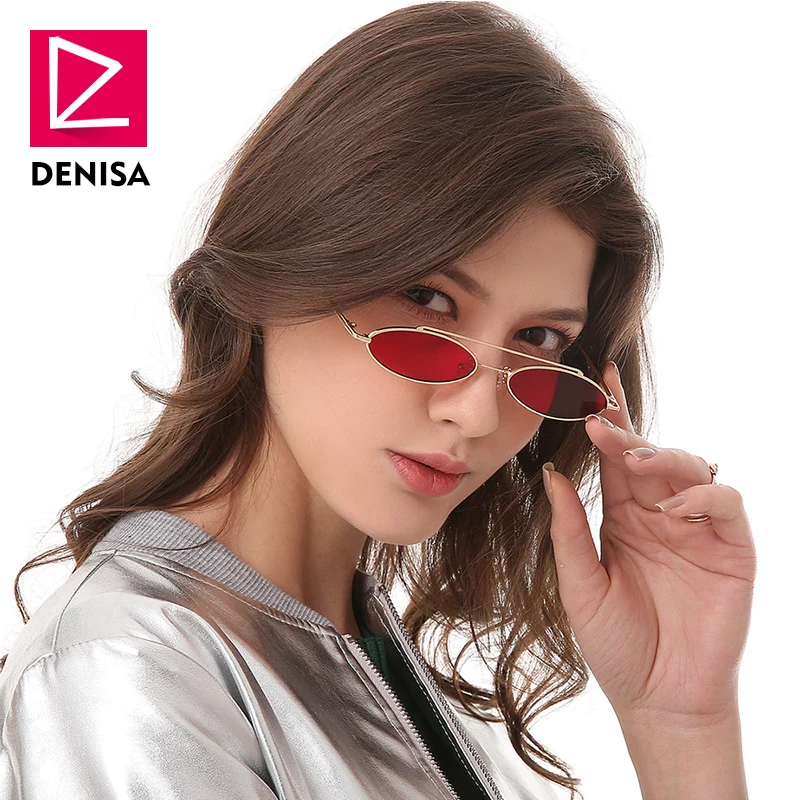 

Солнцезащитные очки унисекс DENISA G18931, маленькие овальные, винтажные, с прозрачными красными линзами, UV400, 2019