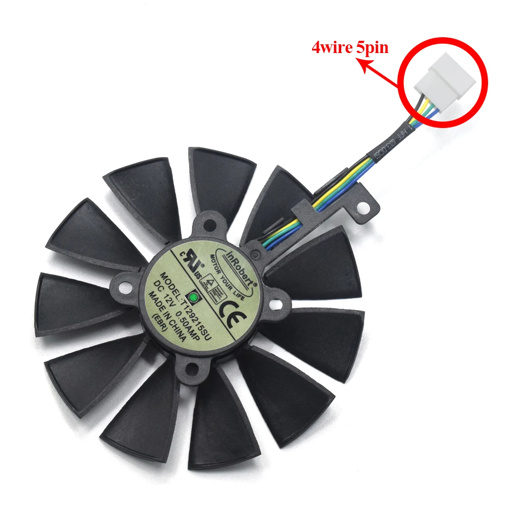 Новинка 87 мм Everflow T129215SU 4 контактный проводной охлаждающий вентилятор для ASUS R9 390X