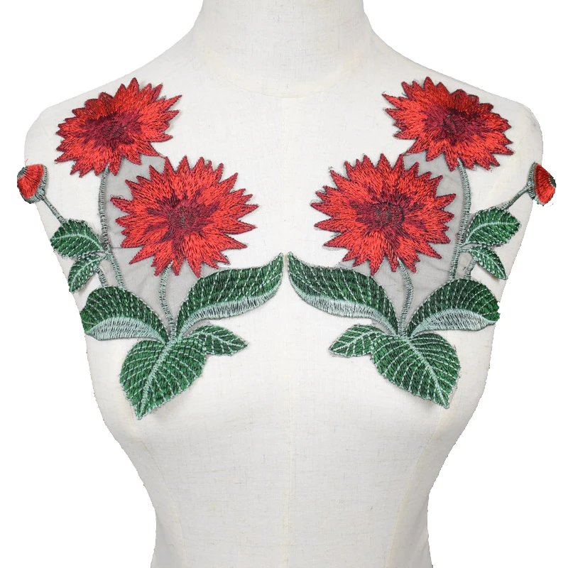 2 шт./компл. красные розы вышитые цветы разноцветные кружевные пришитые наклейки