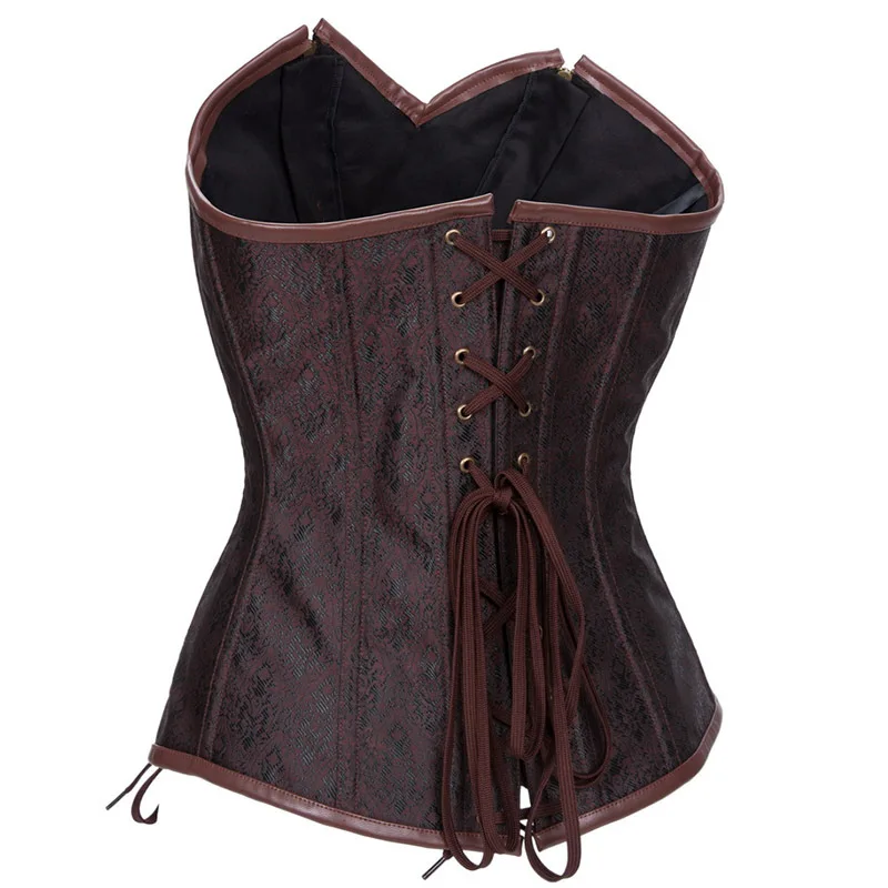 Корсетные корсеты и бюстье в стиле стимпанк винтажные коричневые из парчи со