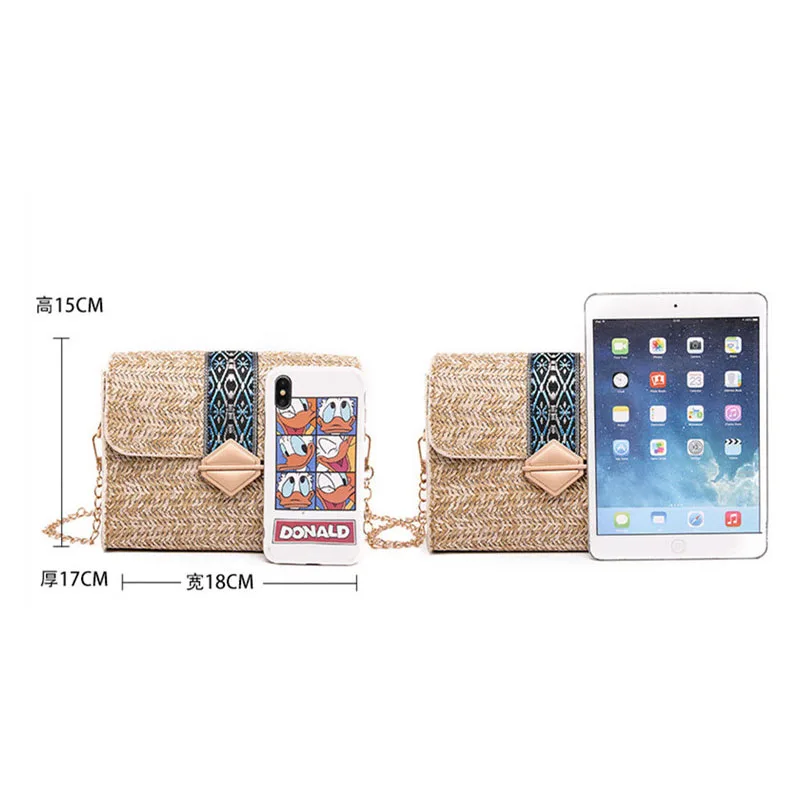 2019 New Summer Vacation Beach Bag Simple Chain Straw Miami Handmade Knitting Women Shoulder Ladies Messenger | Багаж и сумки