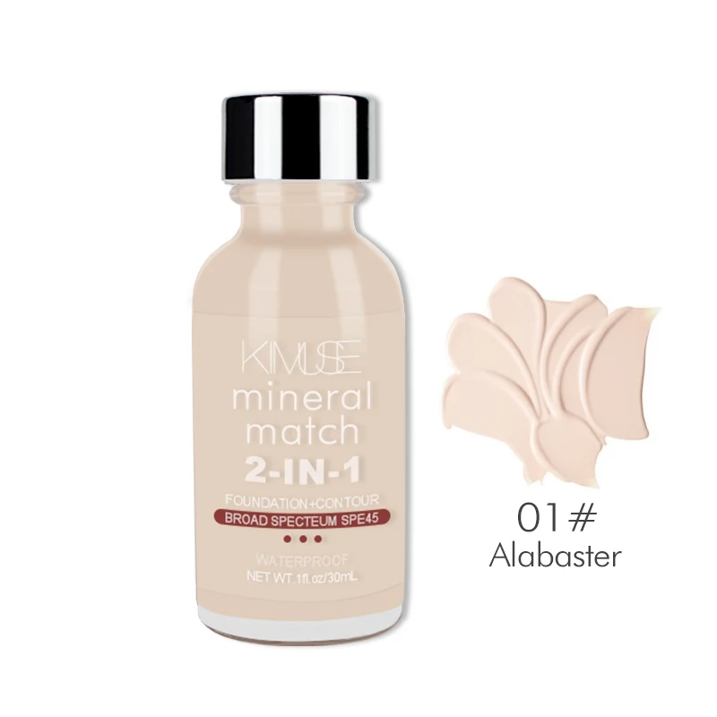 01 Alabaster KIMUSE, минеральная, полное покрытие, Жидкая основа для лица, основа для макияжа, крем, консилер, белый, увлажняющий макияж, профессиональный - Цвет: 01 Alabaster