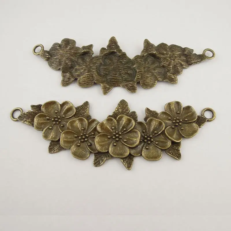 Оптовая продажа 5 штук Винтаж бронзовый тон Красота цветок Талисманы Цепочки и