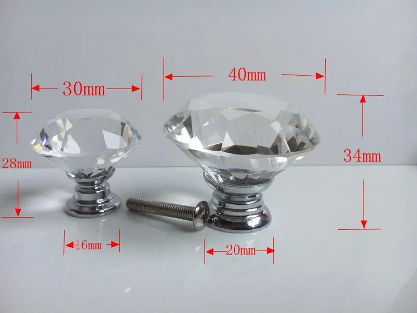 Прозрачная цилиндрическая головка Современная фурнитура с кристаллами и