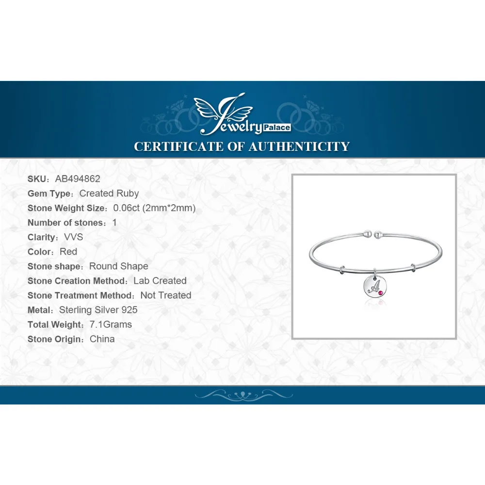 JewelryPalace, персонализированный алфавит, начальная буква А, 925 пробы, серебряный, висячий, шарм, манжета, браслет для женщин, новинка