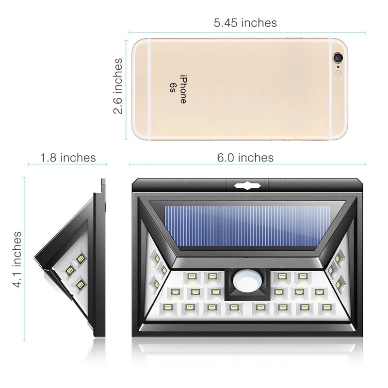 Новый солнечный светильник 24 светодиодный IP65 Водонепроницаемый Садовый
