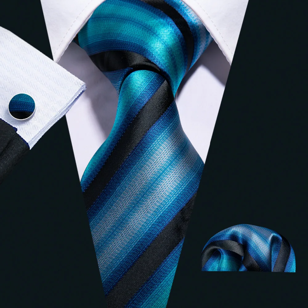 Corbata de seda 8,5 a rayas azules para hombre, 100% cm de moda, regalo de novio de boda, FA-5004 de pañuelo de corbatas