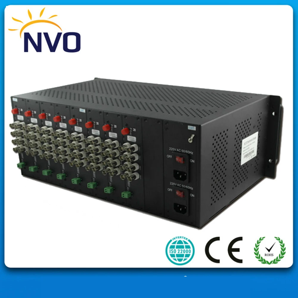 Волоконно-оптический видео конвертер 4U Rackmount шасси с двойным питанием