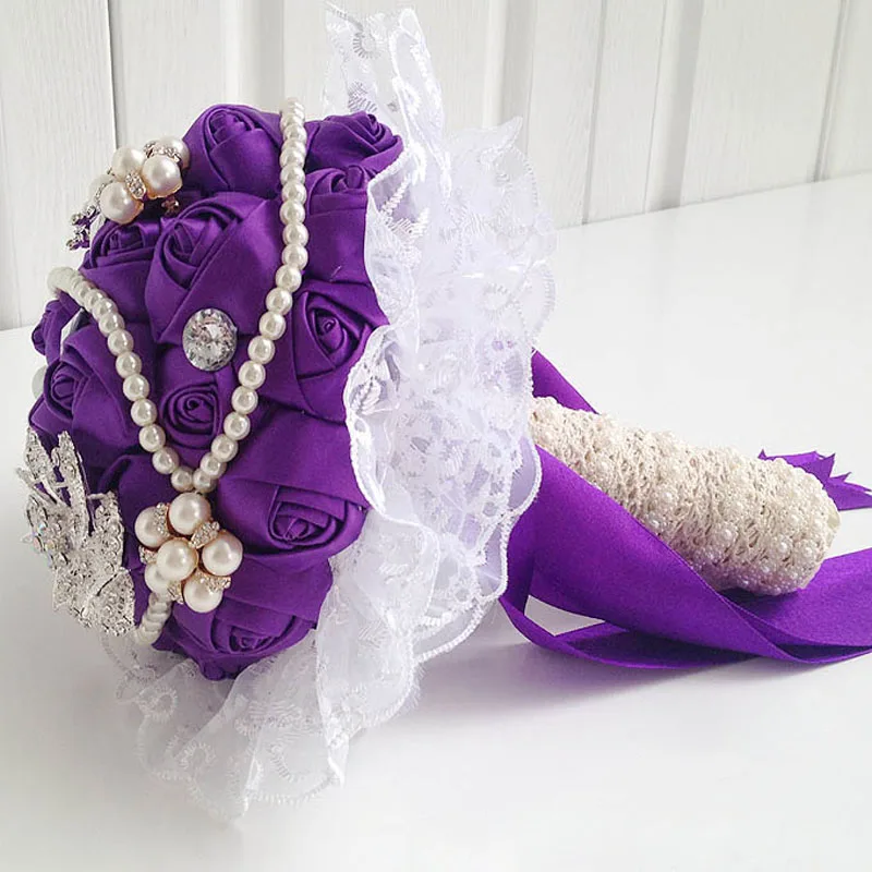 Романтический букет де mariée свадебных аксессуаров свадьба шику букеты кристалл