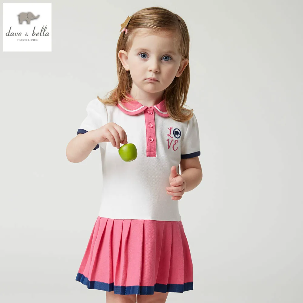 DB4778 dave bella/Летнее спортивное платье для маленьких девочек фиолетовое Красное