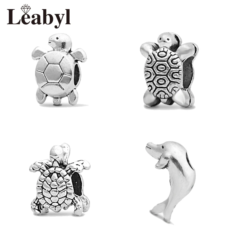 4 шт./лот винтажный тибетский серебряный браслет с шармами в виде океанских