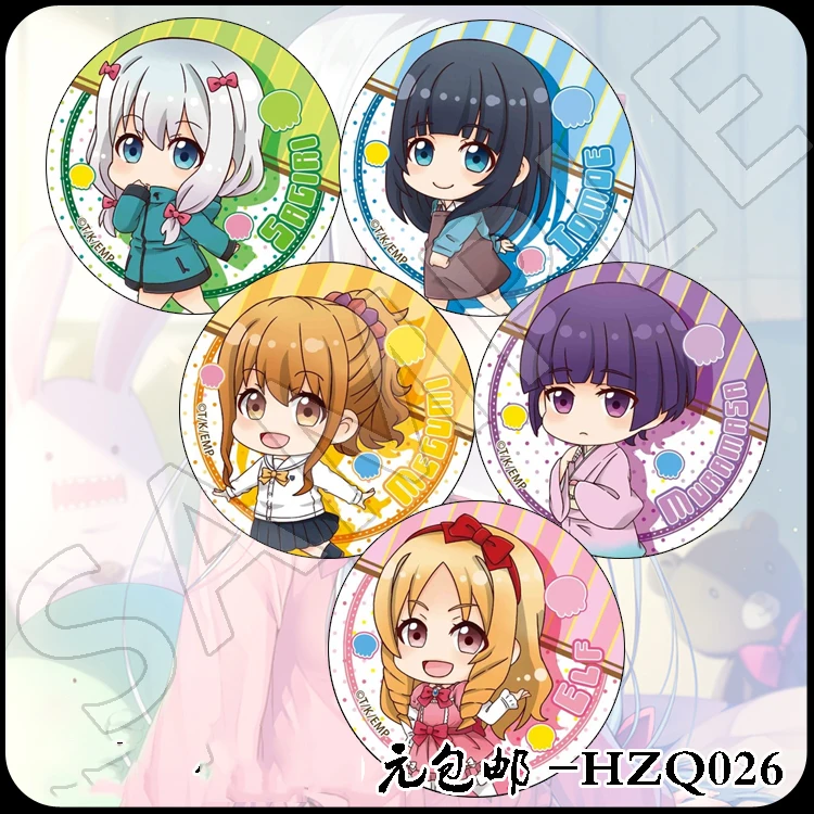 6 шт./компл. 58 мм Eromanga Sensei Masamune Yamada Elf Izumi Sagiri Jinno Megumi Badge Брошь на рюкзак значки