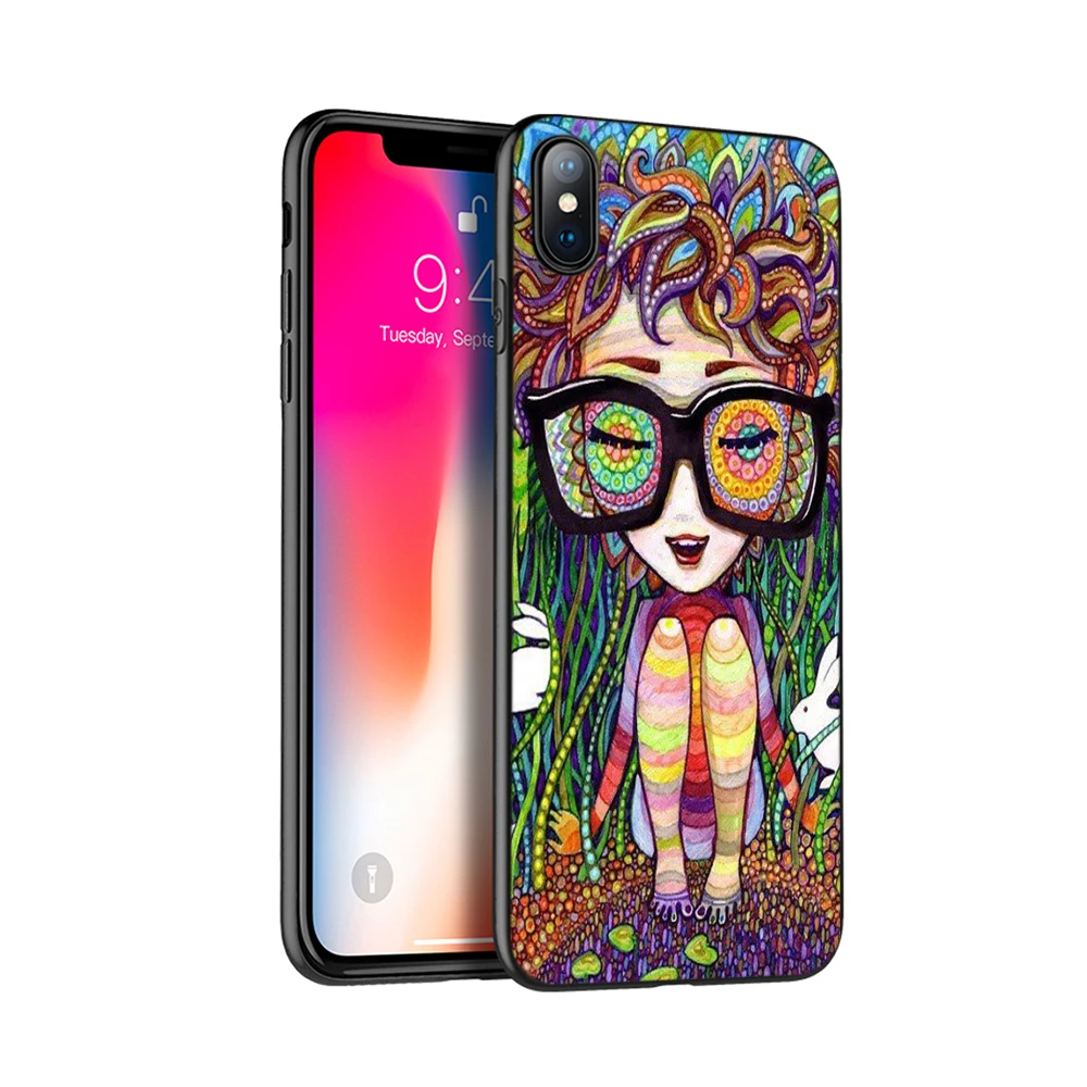 Черный чехол из ТПУ для iphone 5 5s SE 2020 6 6s 7 8 plus x 10 XR XS 11 pro MAX в стиле хиппи