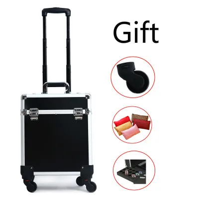 Профессиональный Чехол для макияжа из ПВХ Алюминиевая тележка косметичка сумка