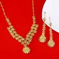 22k gold ethiopian jewelry sets for bride wedding necklace earrings arab africa jewelry gifts