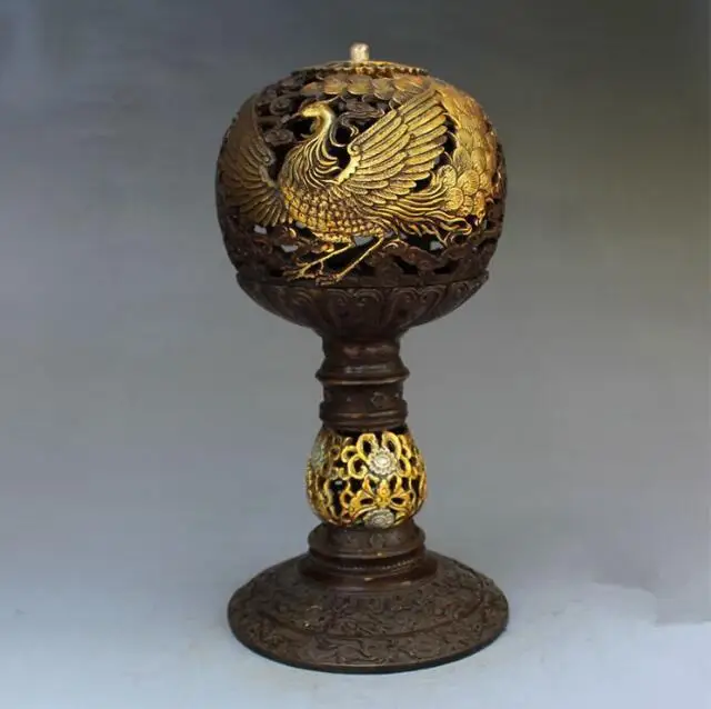 

Collection of brass, gold incense burner Phoenix incense burner antique large dragon decoration high 29CM free shipping