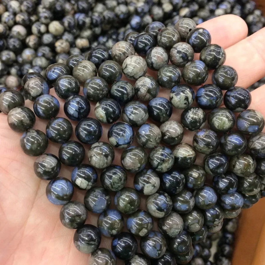 Круглые бусины из серого опалового камня, натуральные бусины из драгоценного камня DIY, свободные бусины для изготовления ювелирных изделий, нить 15 дюймов