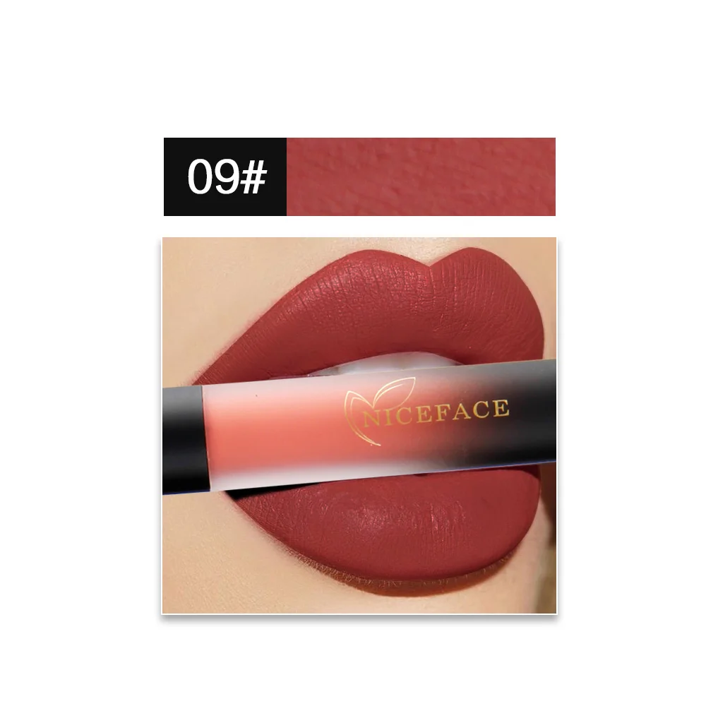 9 18 Colors 1 Pcs Sexy Velvet Lipsticks Long Lasting Waterproof Matte Liquid Lip Gloss Lip Sticks Women Beauty Makeup Tools - Цвет: 9