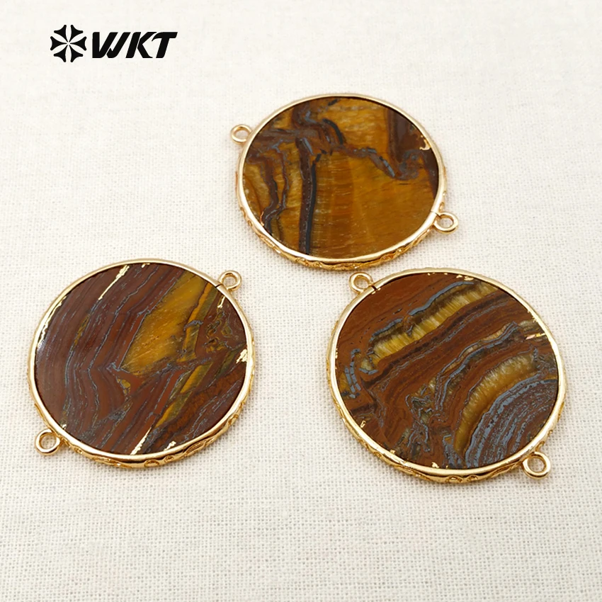 

WT-C231 New Arrival Unique Design Natural Stone Necklace Connector with Best Electroplated Round Shape Necklaces Pendants