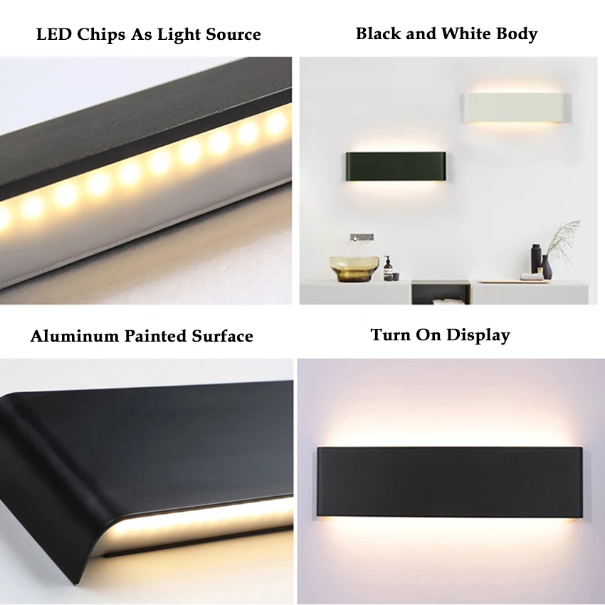 

LED Wall Light Aluminum Wall lamp Bathroom Front Mirror Lights Decorative Lighting Indoor Wall Sconces B03N