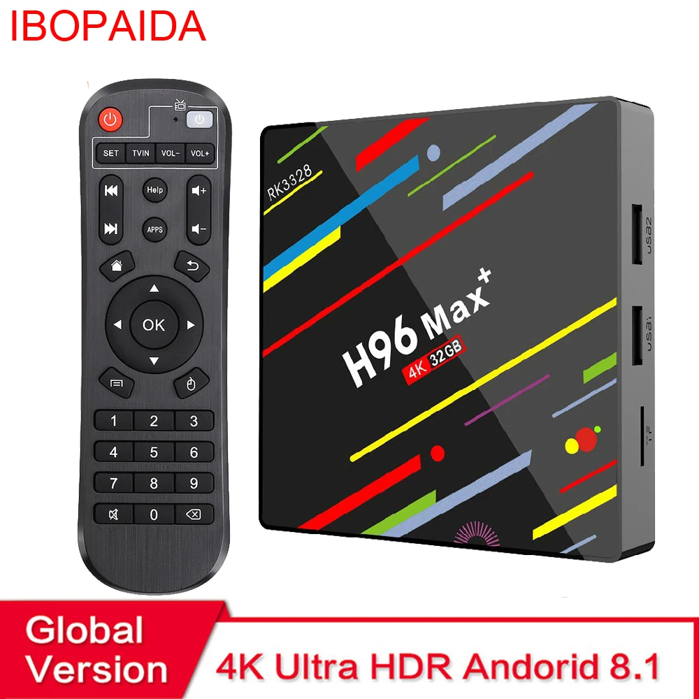 Смарт ТВ-бокс H96 MAX Plus Android 8 1 4 Гб ОЗУ 32 ГБ/64 ПЗУ Rockchip RK3328 4K H.265 USB3.0 2 ГГц WiFi IP